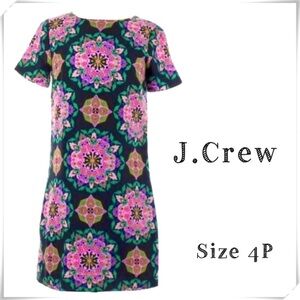 J.CREW Floral Monogram Print Shift Dress Pink/Black Style E8048